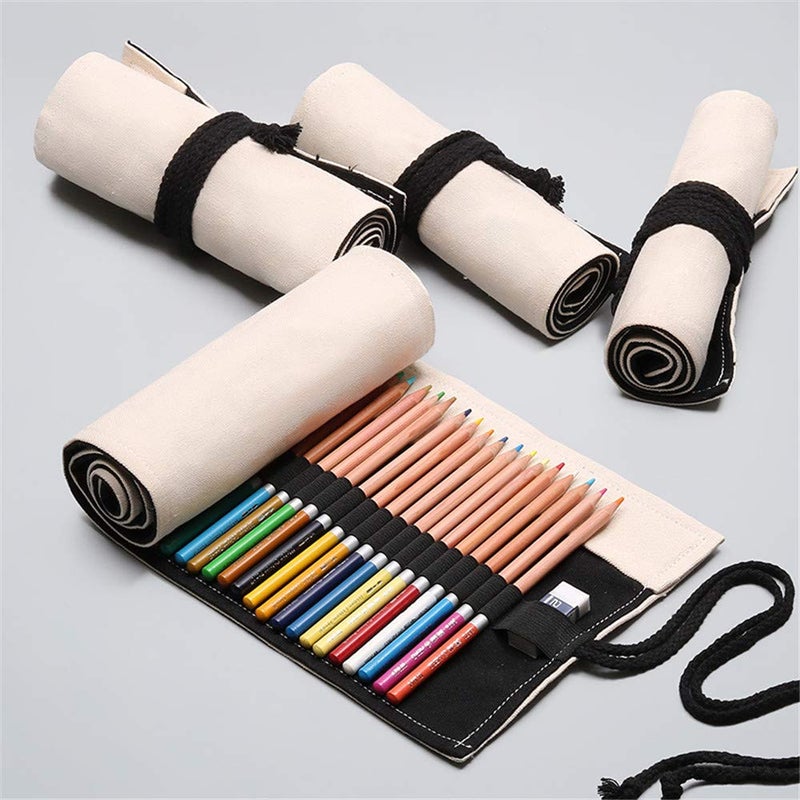 Funny live 36/48/72 Slots Colored Pencil Wrap Pencils Roll Holder Coloring Pencils Organizer Holder Colored Pen Paint Brush Storage Pouch Portable for Artist Student (White, 72 Slots) - Image 5